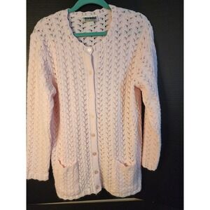 Carly Blake Vintage Pink Sweater Grandma Core Cottage Core Scalloped Edge Soft L